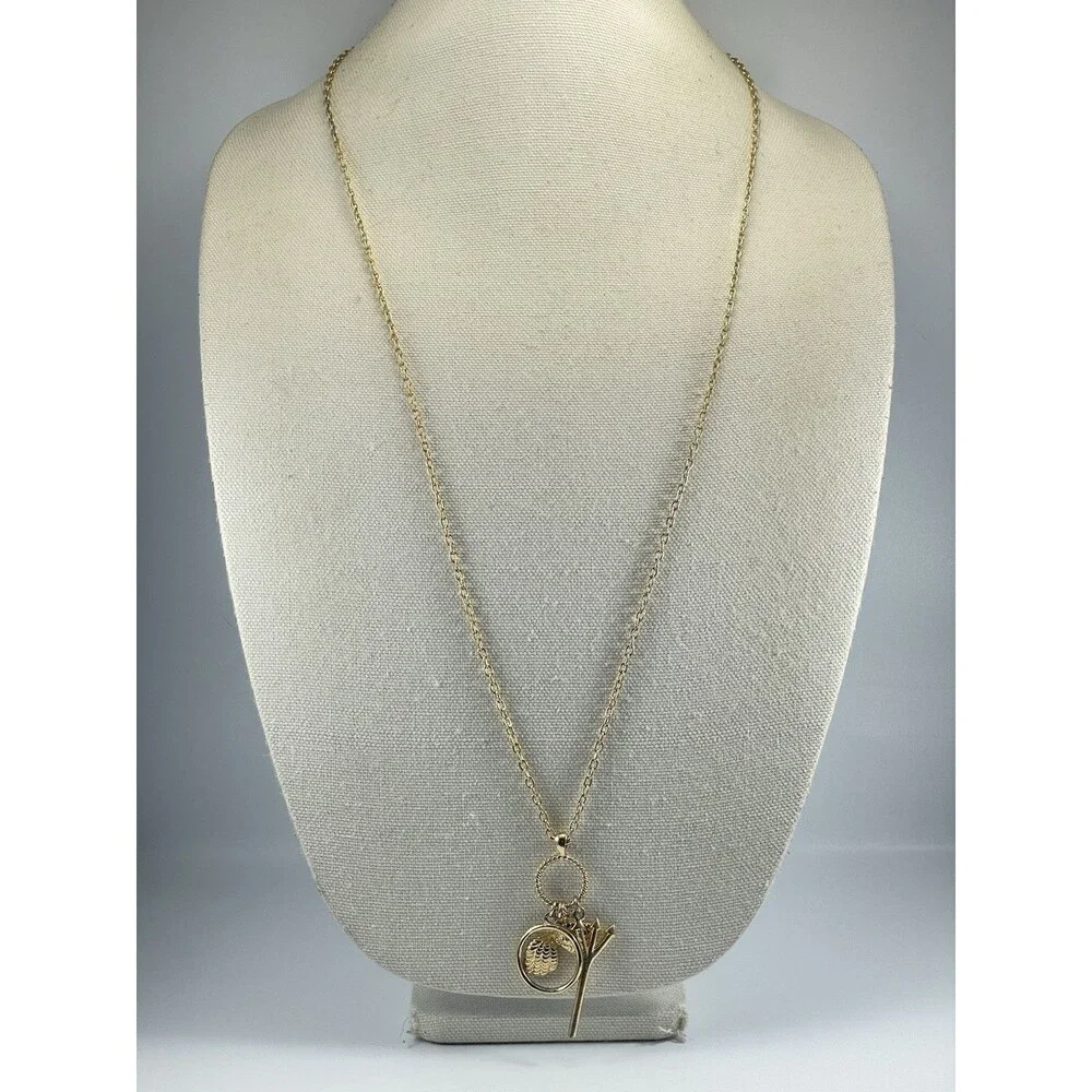 Lilly Pulitzer XX Lilly Necklace Long Gold Tone Chain Devil Angle Charm Boho